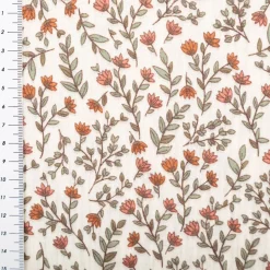 Musselin Stoff Baumwolle Madeleine Mini Blumen Blätter beige 1,30m Breite