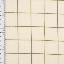 Musselin Stoff Baumwolle Meterware Gitterkaro beige khakigrün 1,30m Breite