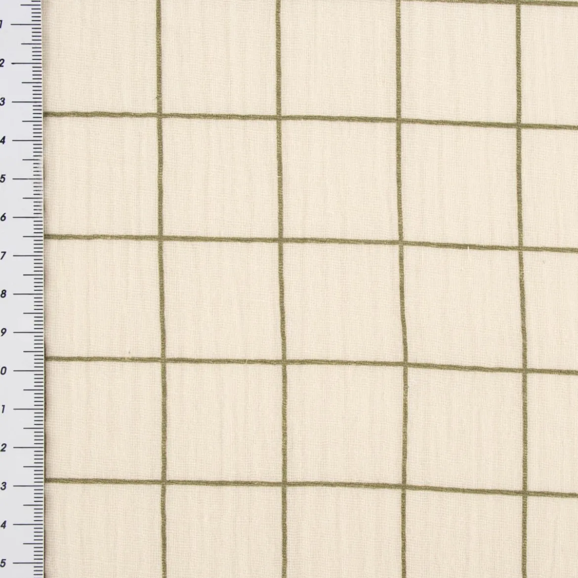 Musselin Stoff Baumwolle Meterware Gitterkaro beige khakigrün 1,30m Breite