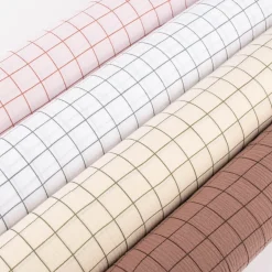 Musselin Stoff Baumwolle Meterware Gitterkaro beige khakigrün 1,30m Breite