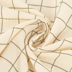 Musselin Stoff Baumwolle Meterware Gitterkaro beige khakigrün 1,30m Breite