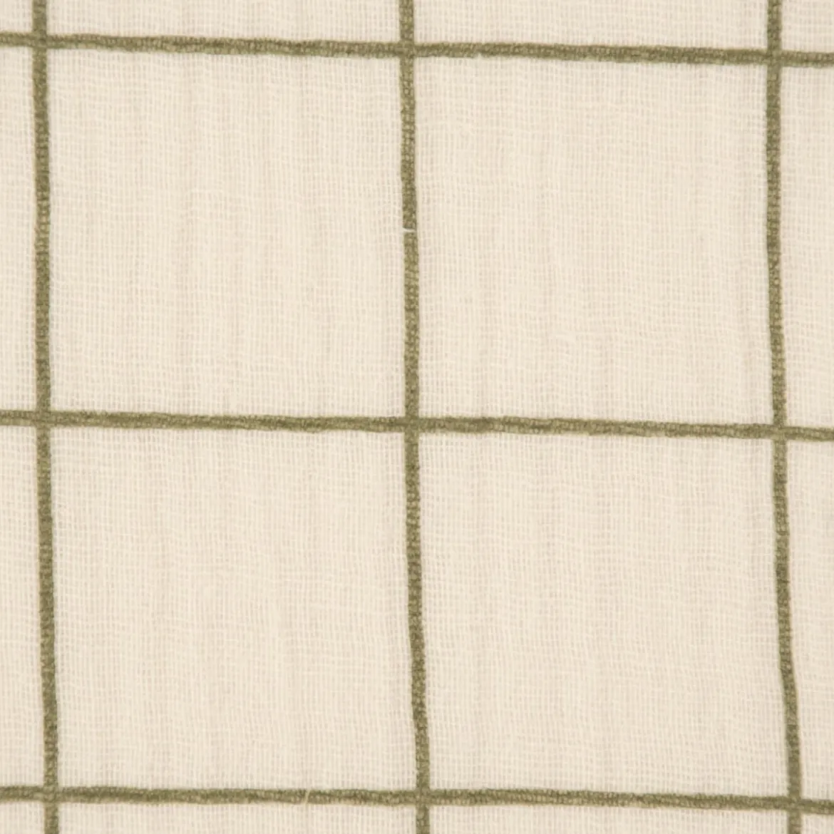 Musselin Stoff Baumwolle Meterware Gitterkaro beige khakigrün 1,30m Breite