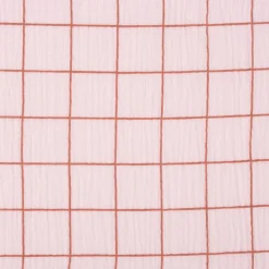 Musselin Stoff Baumwolle Meterware Gitterkaro rosa braun 1,30m Breite