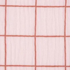 Musselin Stoff Baumwolle Meterware Gitterkaro rosa braun 1,30m Breite