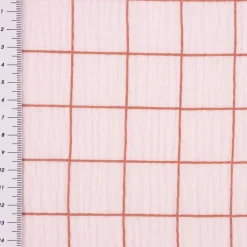 Musselin Stoff Baumwolle Meterware Gitterkaro rosa braun 1,30m Breite