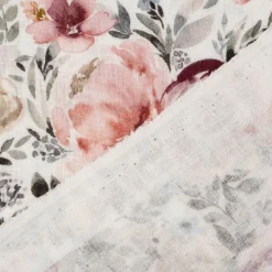 Musselin Stoff Baumwolle Meterware Rosen Digitaldruck weiß rosenrot 1,35m Breite