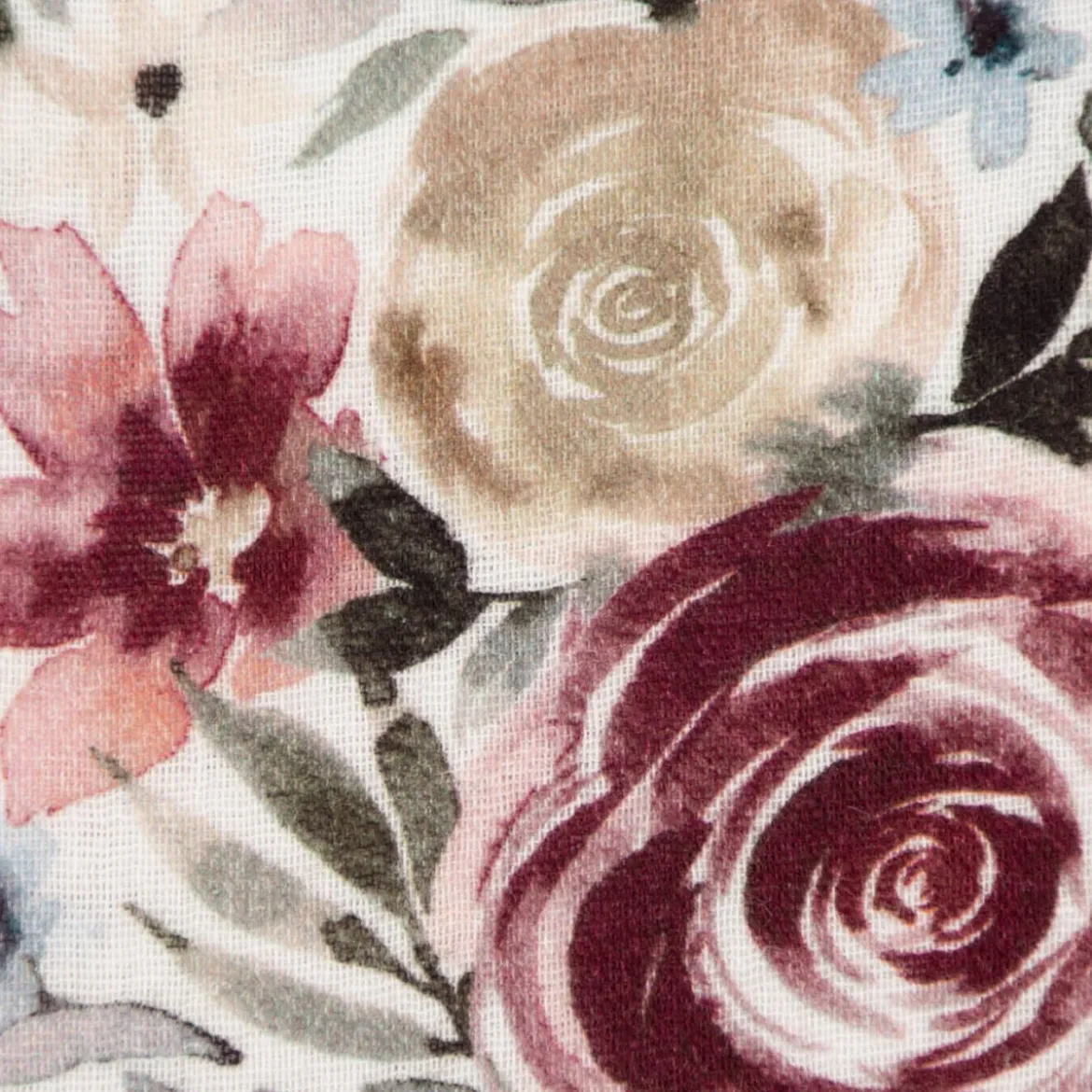 Musselin Stoff Baumwolle Meterware Rosen Digitaldruck weiß rosenrot 1,35m Breite