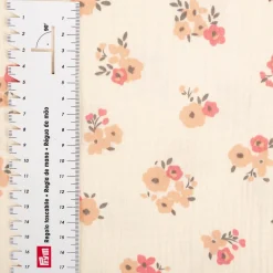 Musselin Stoff Baumwolle Molisa Streublümchen ecru rosa 1,30m Breite