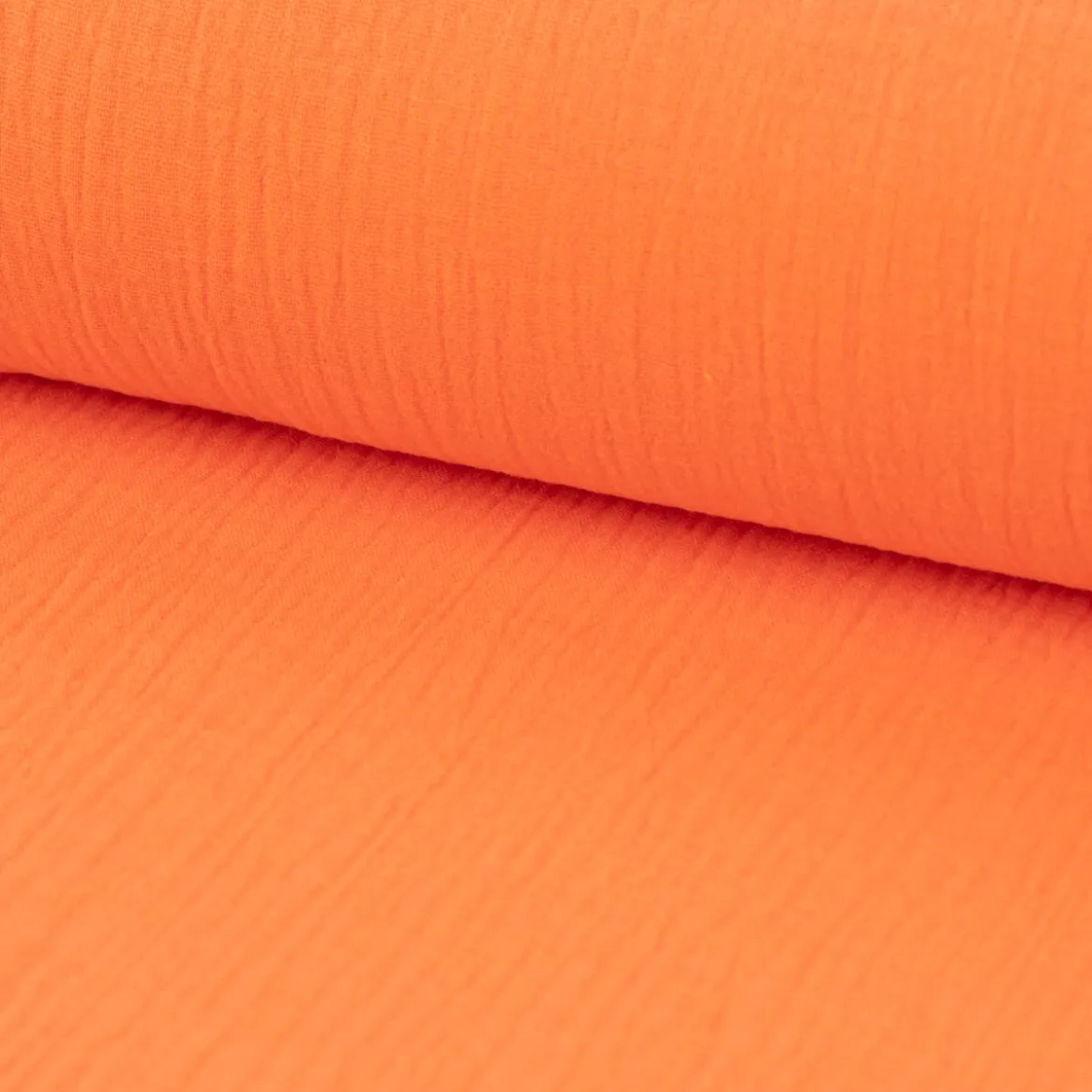 Musselin Stoff Baumwolle Organic Bio einfarbig orange 1,30m Breite