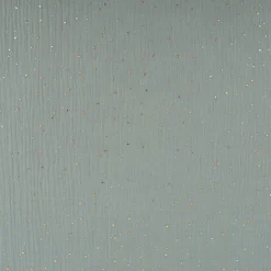 Musselin Stoff Baumwolle Punkte dunkel mint gold 1,4m Breite