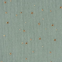 Musselin Stoff Baumwolle Punkte dunkel mint gold 1,4m Breite