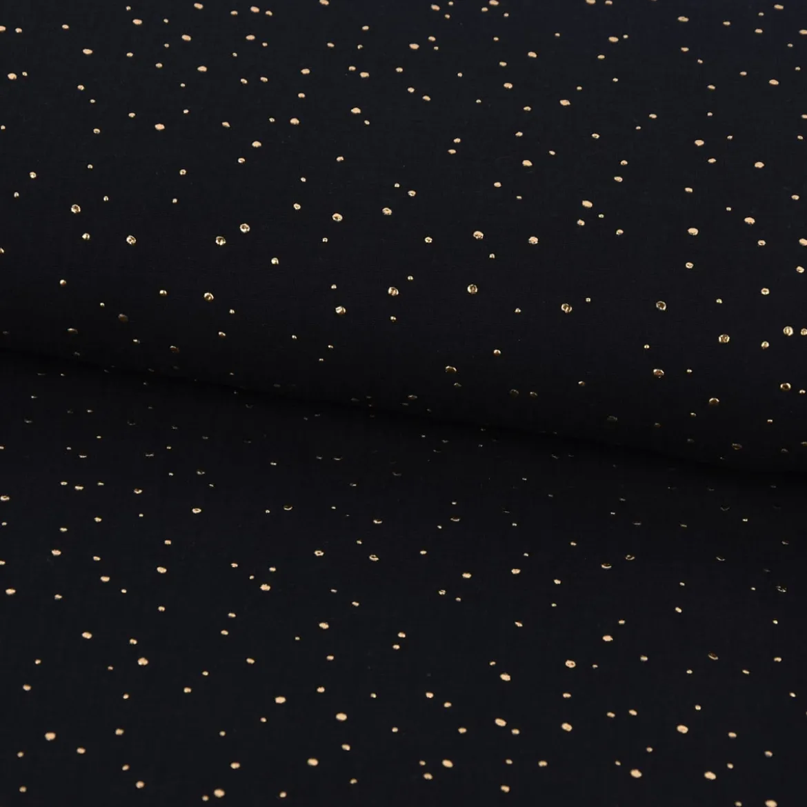 Musselin Stoff Baumwolle Punkte schwarz gold 1,4m Breite