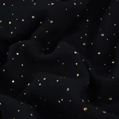 Musselin Stoff Baumwolle Punkte schwarz gold 1,4m Breite