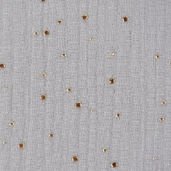 Musselin Stoff Baumwolle Punkte hellgrau gold 1,4m Breite