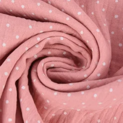 Musselin Stoff Baumwolle Punkte rosa weiß 1,30m Breite