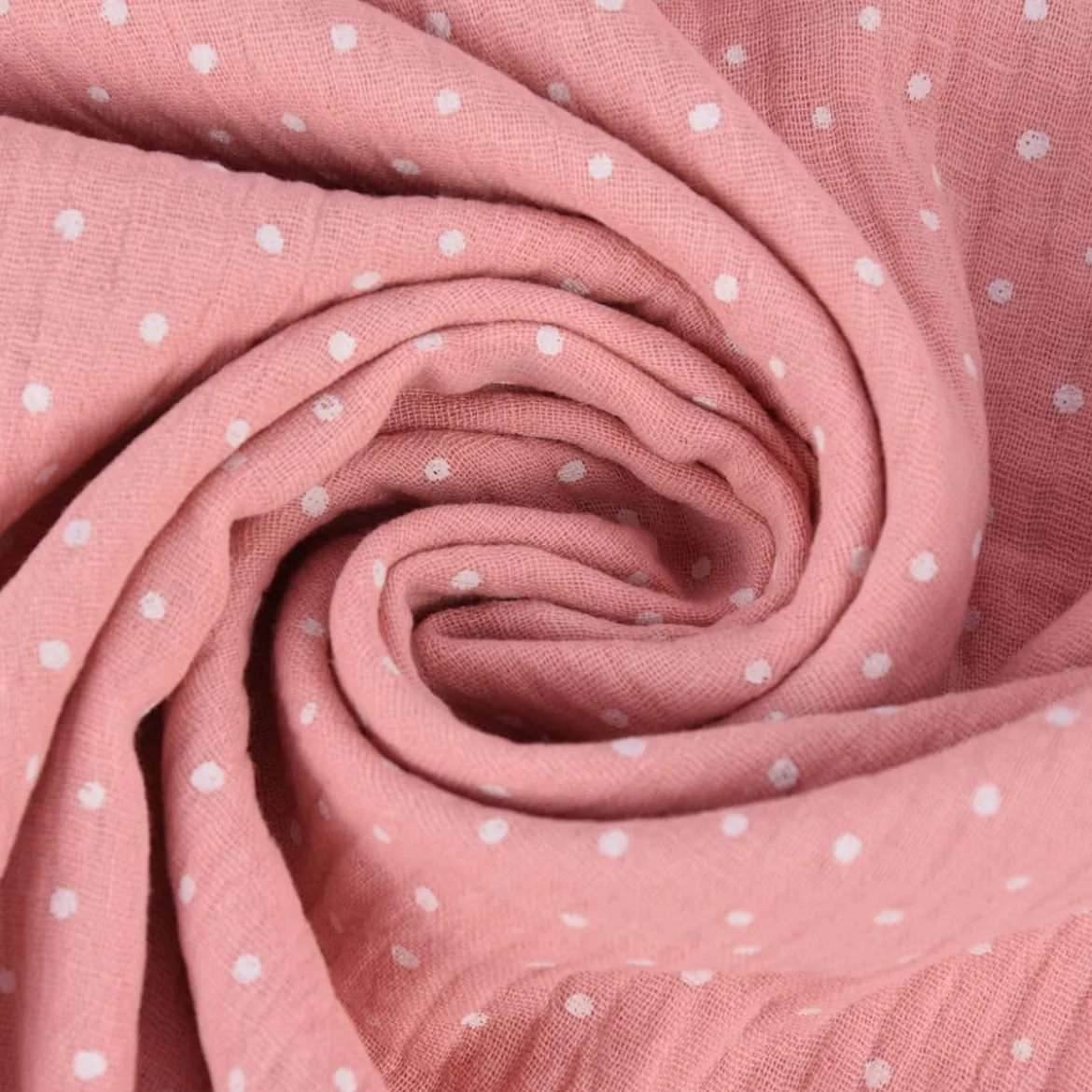 Musselin Stoff Baumwolle Punkte rosa weiß 1,30m Breite
