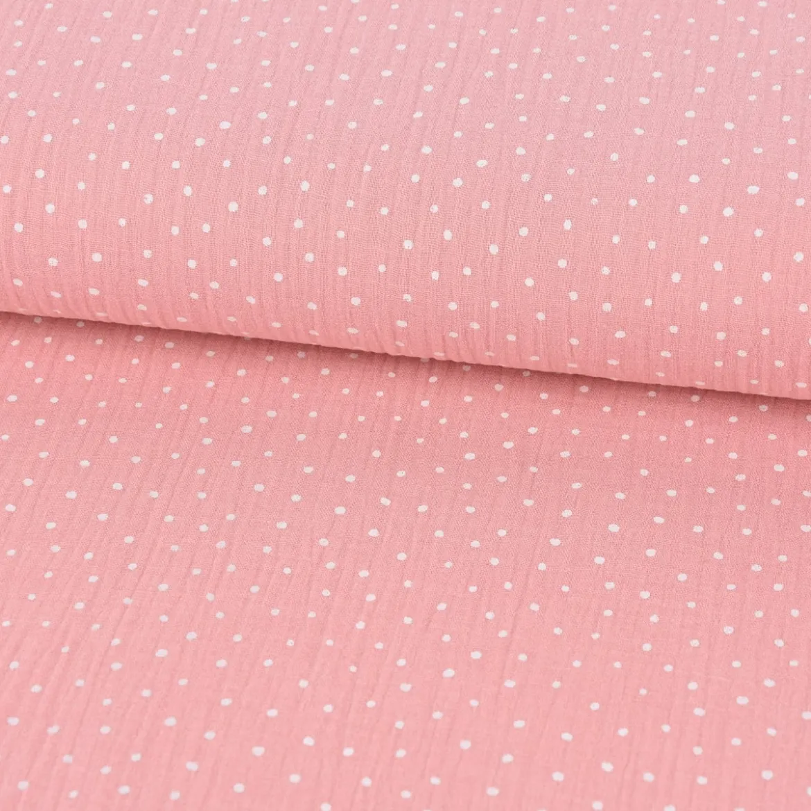 Musselin Stoff Baumwolle Punkte rosa weiß 1,30m Breite