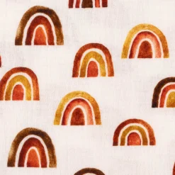 Musselin Stoff Baumwolle Regenbogen weiß rot ocker 1,38m Breite