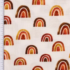 Musselin Stoff Baumwolle Regenbogen weiß rot ocker 1,38m Breite