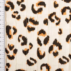 Musselin Stoff Baumwolle Steppstoff Fauve Doubleface Leo-Print beige 1,30m Breite
