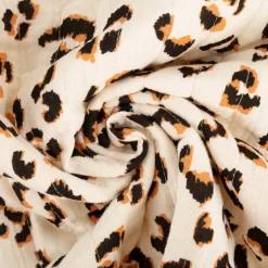 Musselin Stoff Baumwolle Steppstoff Fauve Doubleface Leo-Print beige 1,30m Breite