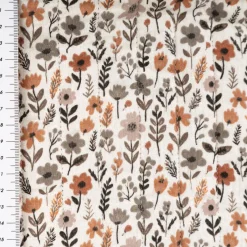 Musselin Stoff Baumwolle Steppstoff Maddy Doubleface Blumen braun wollweiß 1,30m Breite