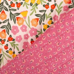 Musselin Stoff Baumwolle Steppstoff Marem Doubleface Blumen rosa 1,44m Breite