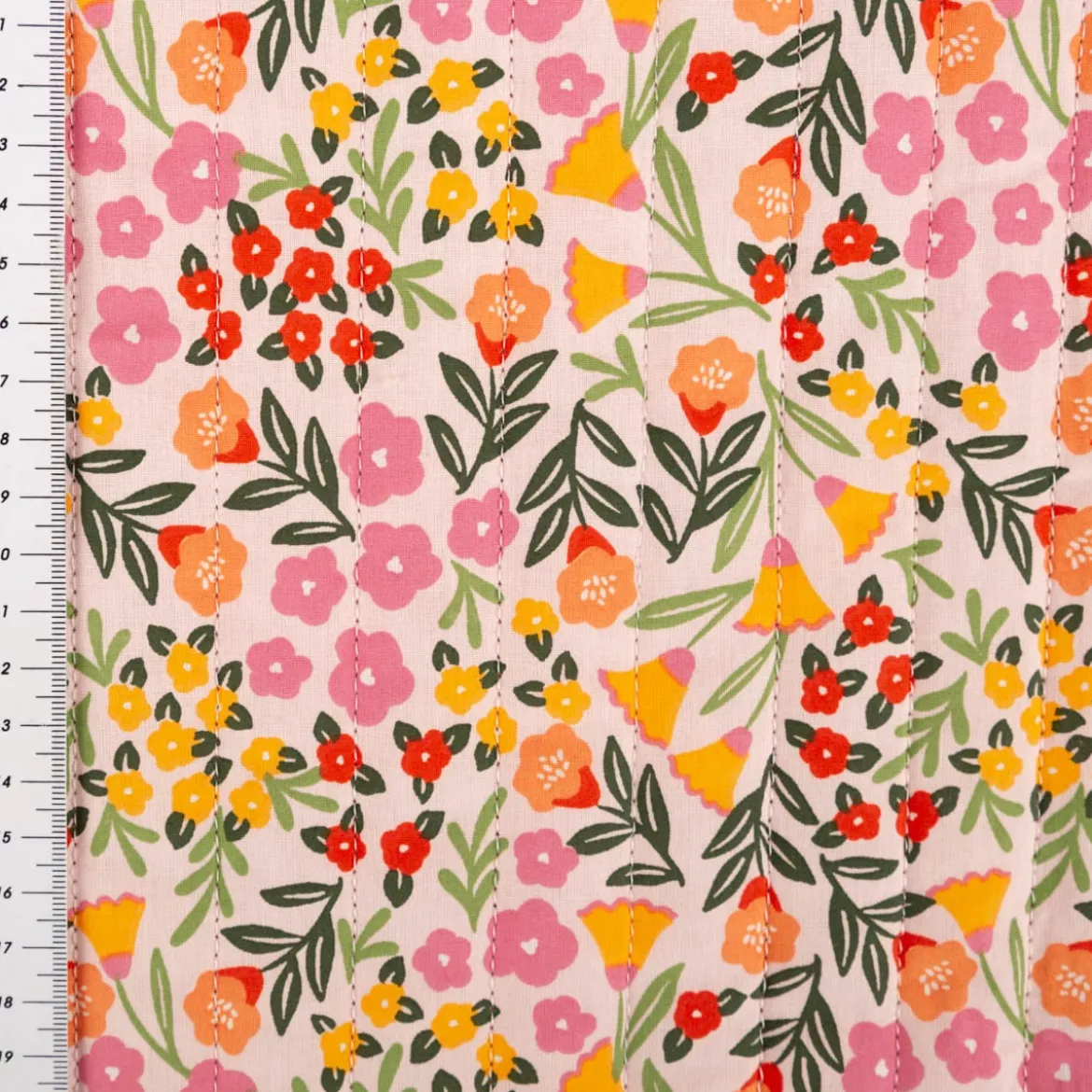 Musselin Stoff Baumwolle Steppstoff Marem Doubleface Blumen rosa 1,44m Breite