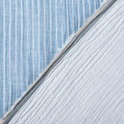 Musselin Stoff Baumwolle Yarn Dyed Streifen zweiseitig blau weiß 1,35m Breite