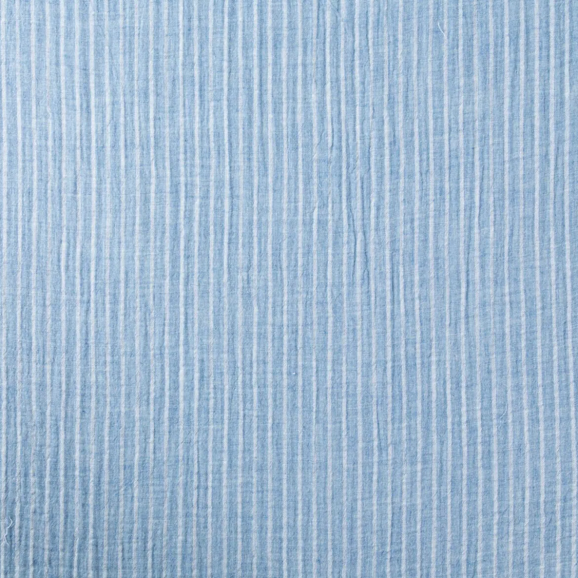 Musselin Stoff Baumwolle Yarn Dyed Streifen zweiseitig blau weiß 1,35m Breite
