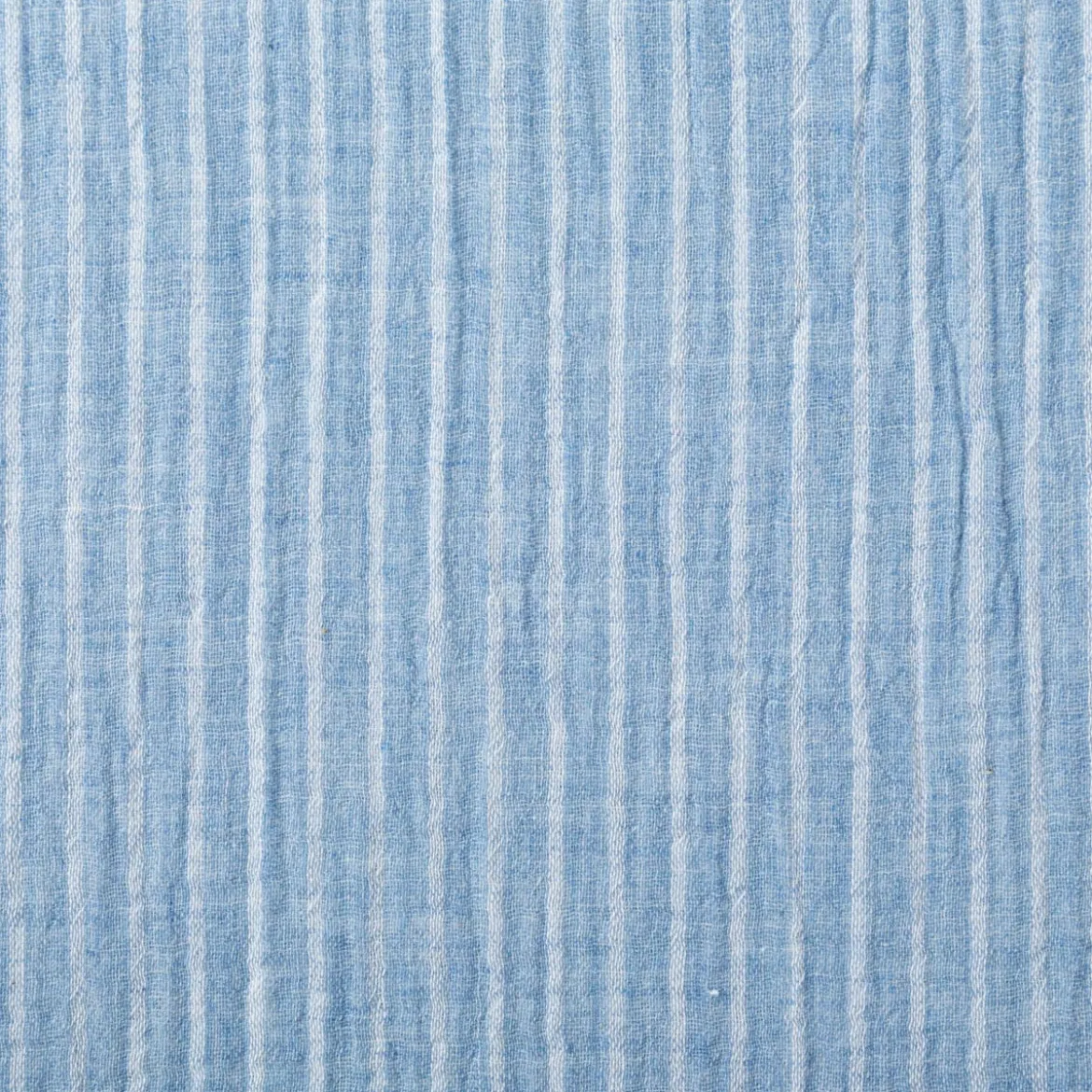 Musselin Stoff Baumwolle Yarn Dyed Streifen zweiseitig blau weiß 1,35m Breite