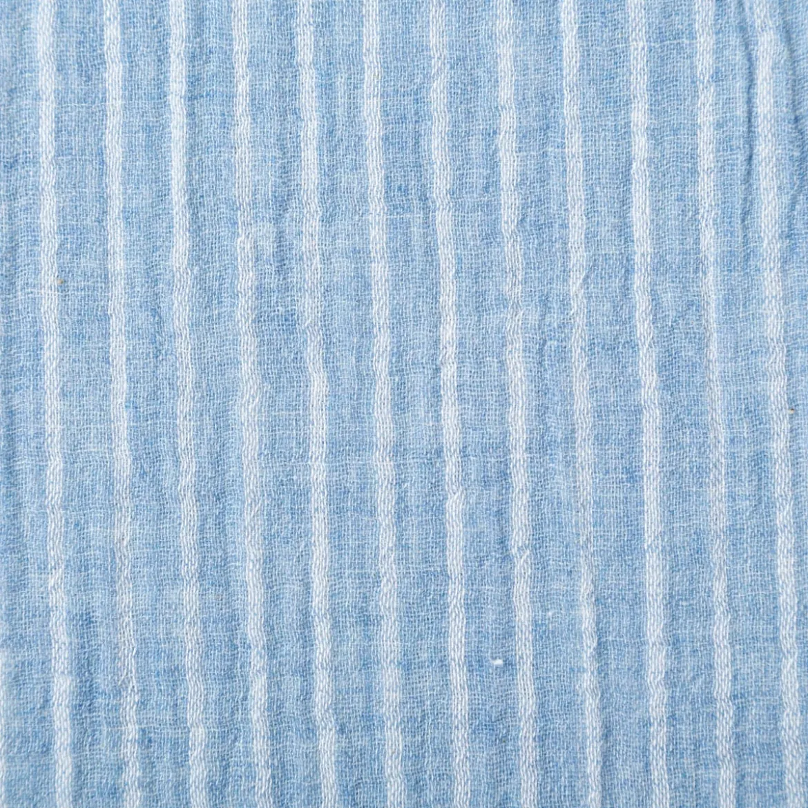 Musselin Stoff Baumwolle Yarn Dyed Streifen zweiseitig blau weiß 1,35m Breite