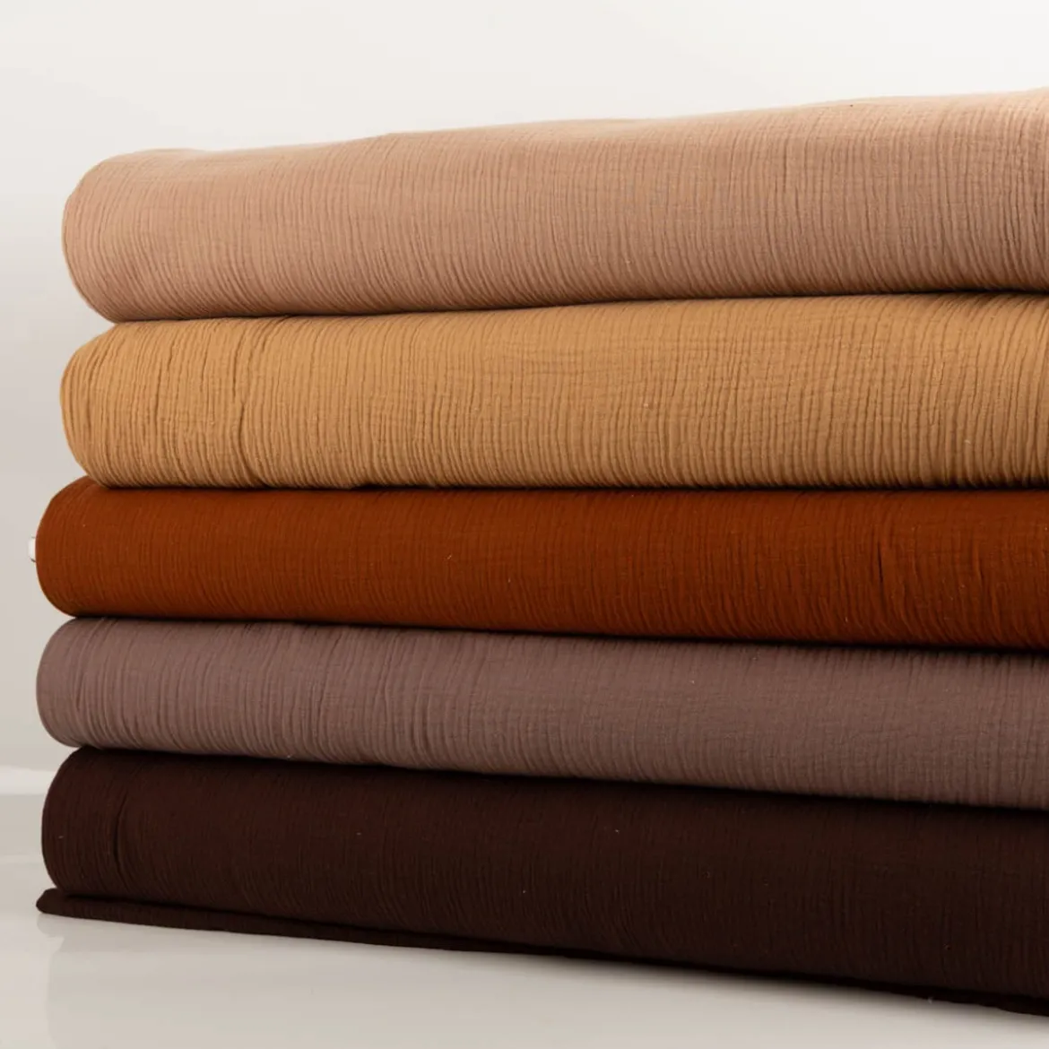Musselin Stoff Baumwollstoff Double Gauze uni Beige 130 cm