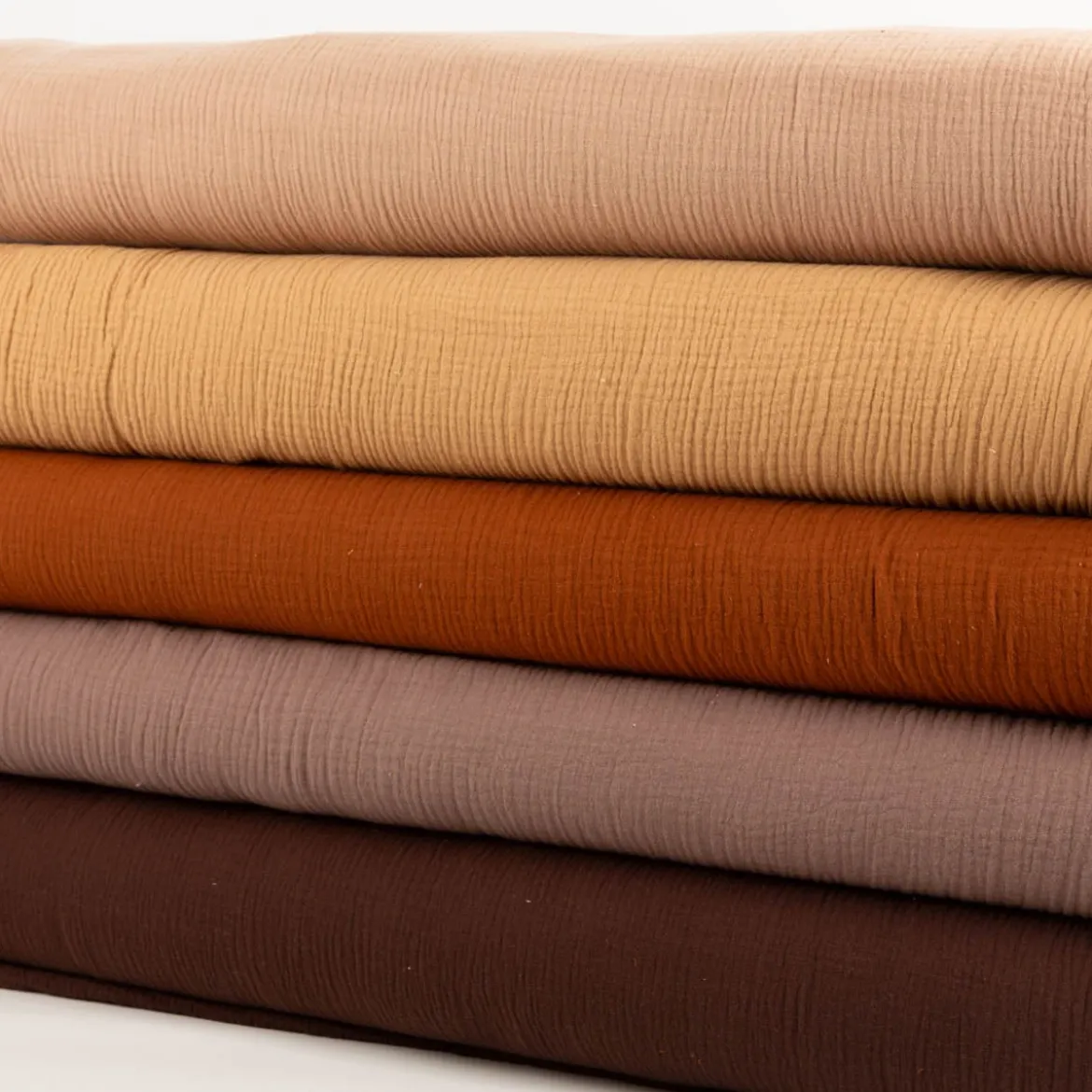 Musselin Stoff Baumwollstoff Double Gauze uni Beige 130 cm
