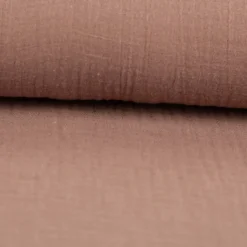 Musselin Stoff Baumwollstoff Double Gauze uni Taupe-Braun 130 cm