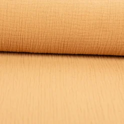 Musselin Stoff Baumwollstoff Double Gauze uni Kamel-Braun 130 cm