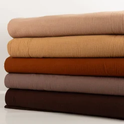 Musselin Stoff Baumwollstoff Double Gauze uni Kamel-Braun 130 cm