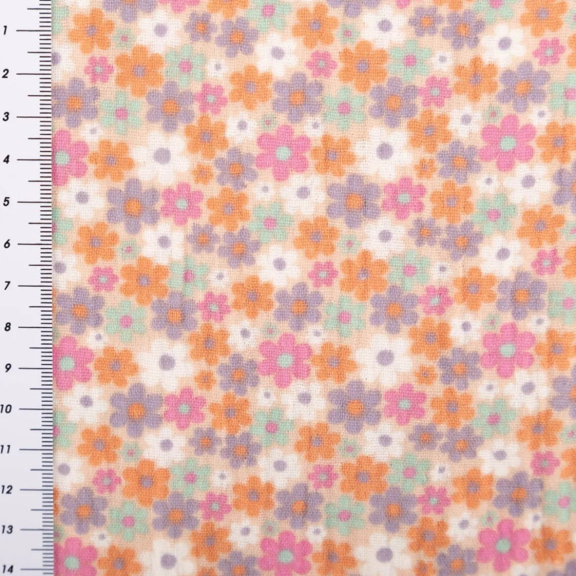 Musselin Stoff Baumwollstoff Blüten rosa bunt 1,50m Breite
