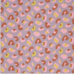 Musselin Stoff Baumwollstoff Leo lila rosa gelb 1,50m Breite