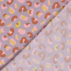 Musselin Stoff Baumwollstoff Leo lila rosa gelb 1,50m Breite