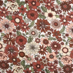 Musselin Stoff Baumwollstoff Blüten Blätter weiß rot rosa grün 1,50m Breite