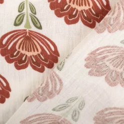 Musselin Stoff Baumwollstoff Blumen wollweiß rot grün 1,50m Breite