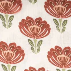 Musselin Stoff Baumwollstoff Blumen wollweiß rot grün 1,50m Breite