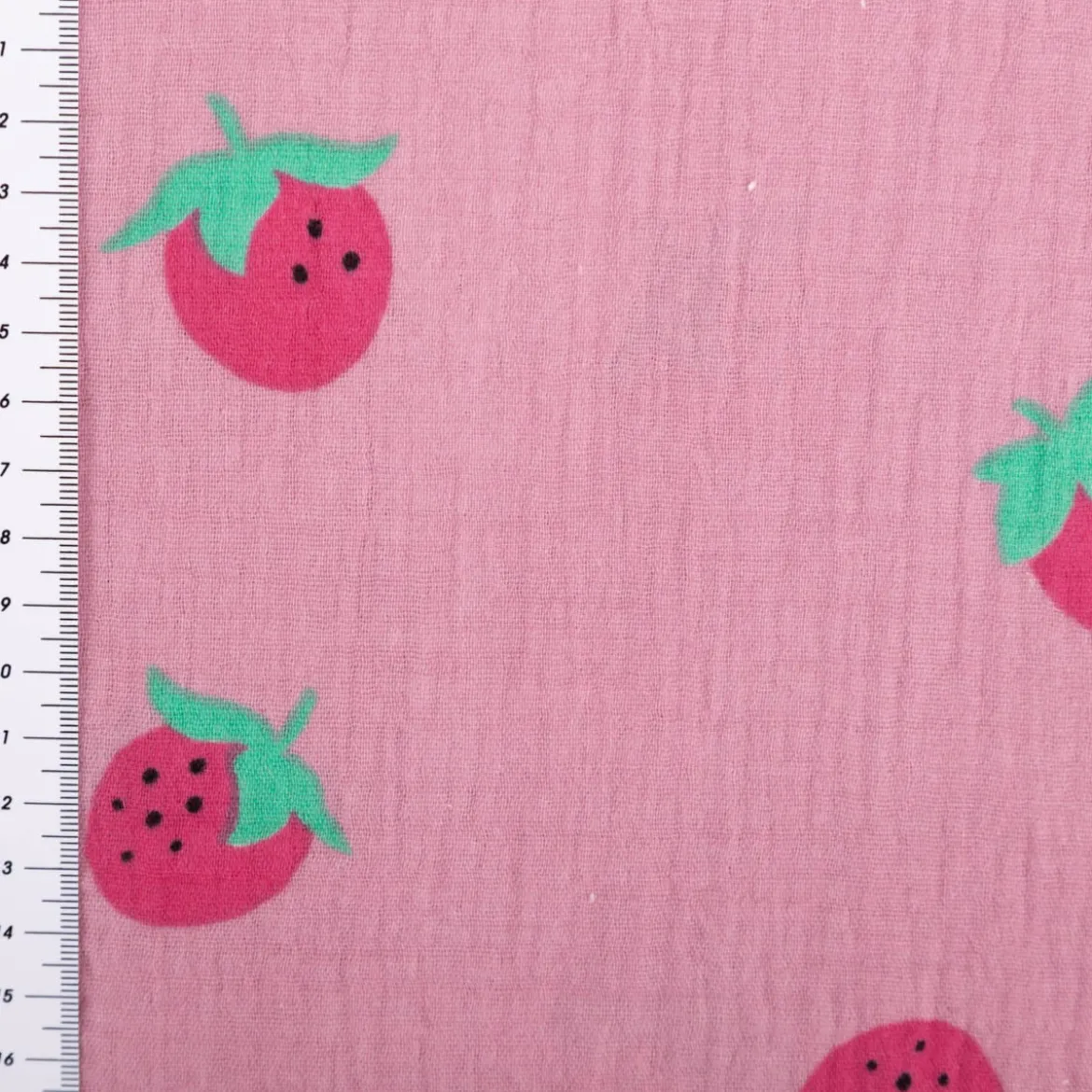 Musselin Stoff Baumwollstoff Erdbeeren rosa 1,50m Breite