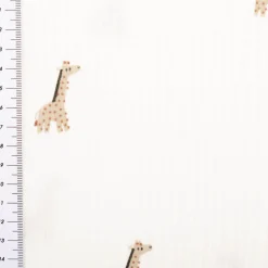 Musselin Stoff Baumwollstoff Giraffen weiß beige 1,50m Breite