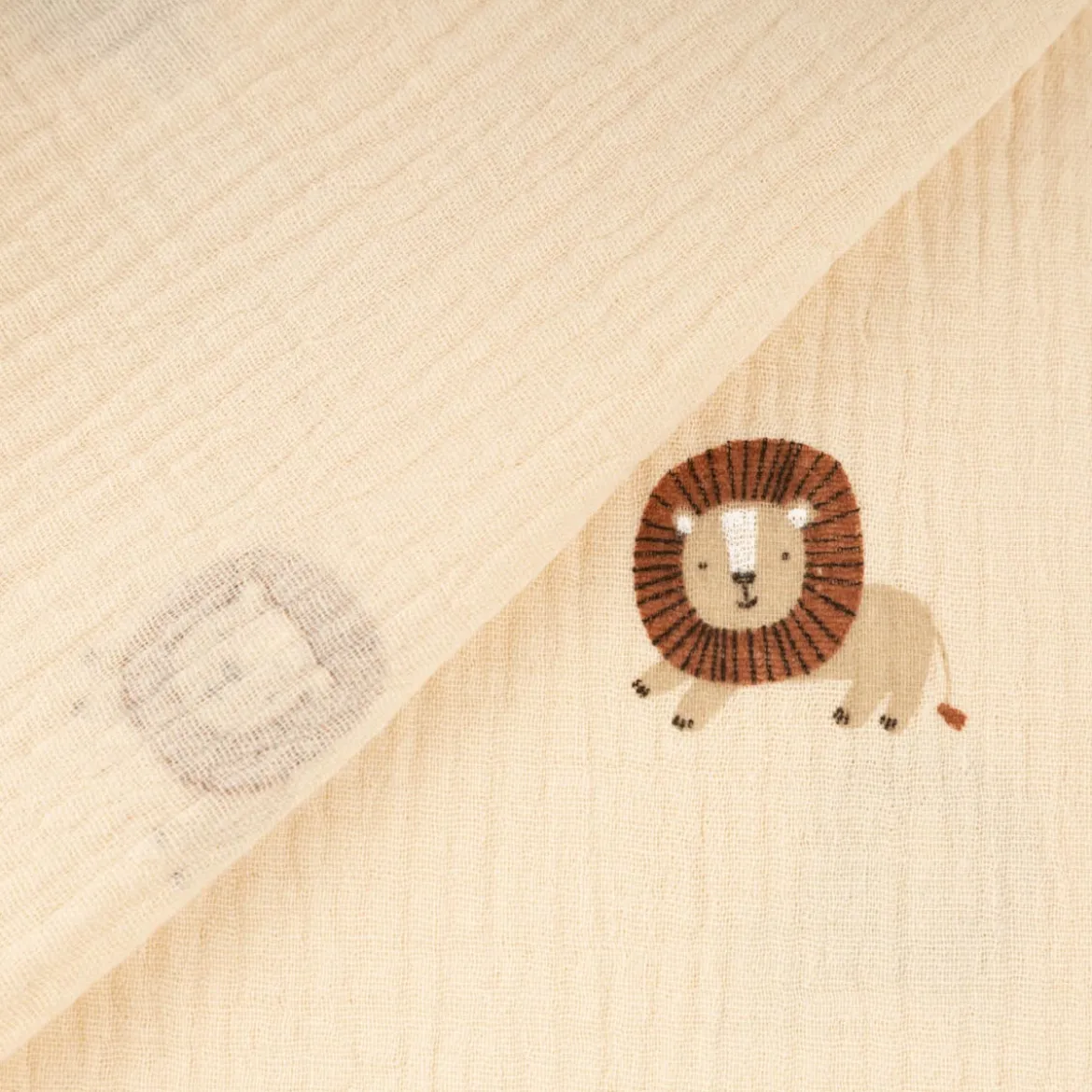 Musselin Stoff Baumwollstoff Löwe beige 1,50m Breite