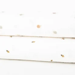 Musselin Stoff Bienen wollweiß gelb 1,30m Breite