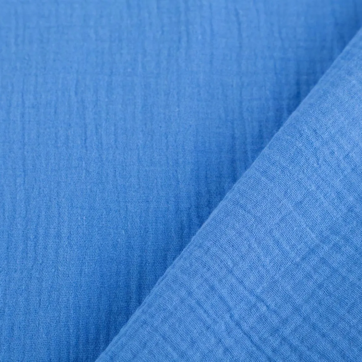 Musselin Stoff Bio Baumwolle einfarbig royal Blau 1,30m Breite