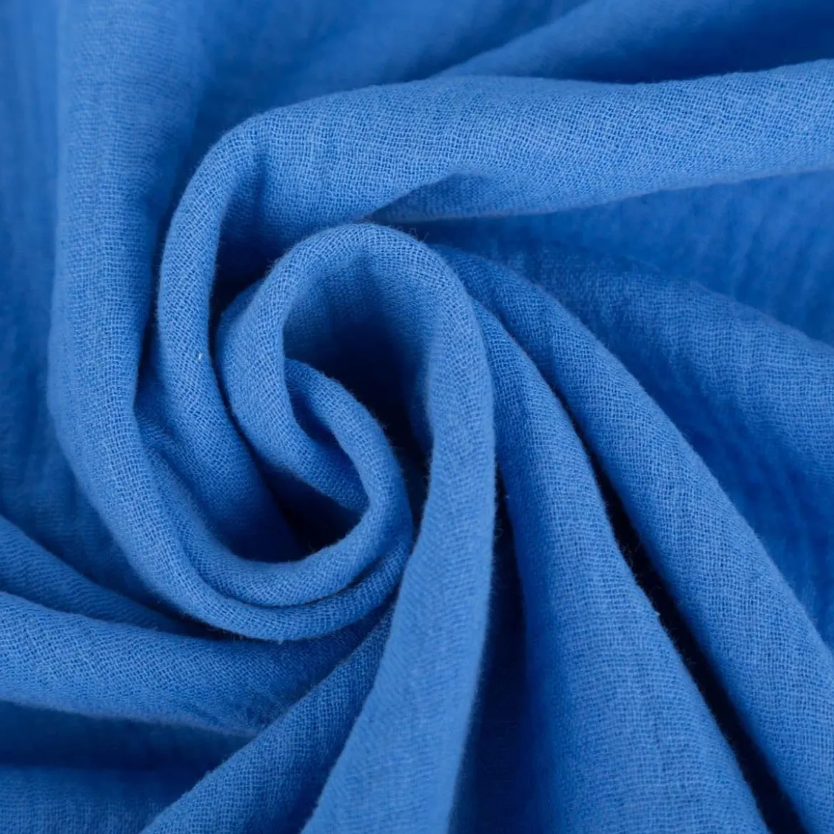 Musselin Stoff Bio Baumwolle einfarbig royal Blau 1,30m Breite