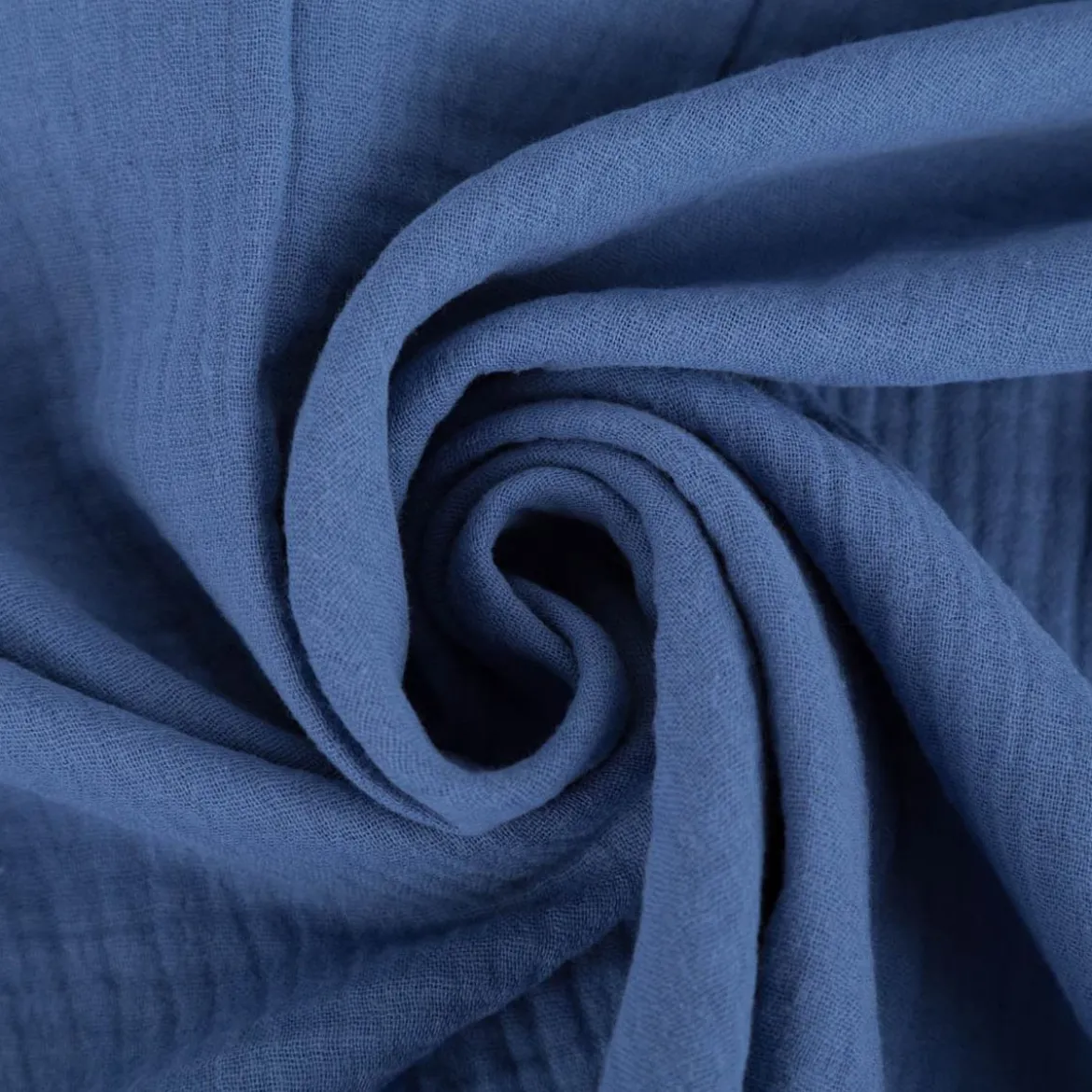 Musselin Stoff Bio Baumwolle einfarbig Midnight Blau 1,30m Breite